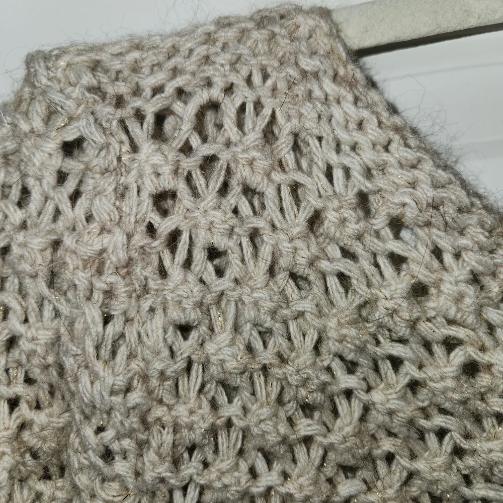 Berretti Made In Italy Open Knit Tan Metallic Sweater Size L Alpaca Wool Blend - Picture 9 of 13